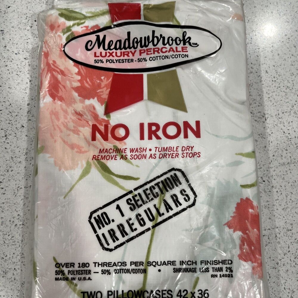 Vintage Meadowbrook No Iron Luxury Percale Set of 2 Floral Pillowcases